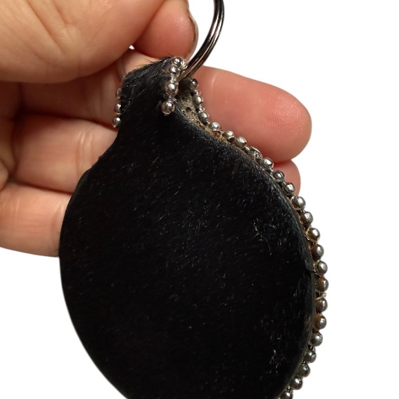 Western Calf-Hair Rhinestone Embellished Black and Silver Keychain - Picture 10 of 10